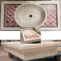 LAVANDINO LAVELLO IN MARMO CON INTARSI INTARSIATO ROMBO