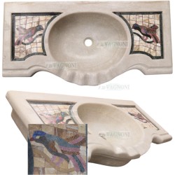 LAVANDINO LAVELLO IN MARMO CON INTARSI INTARSIATO UCCELLI