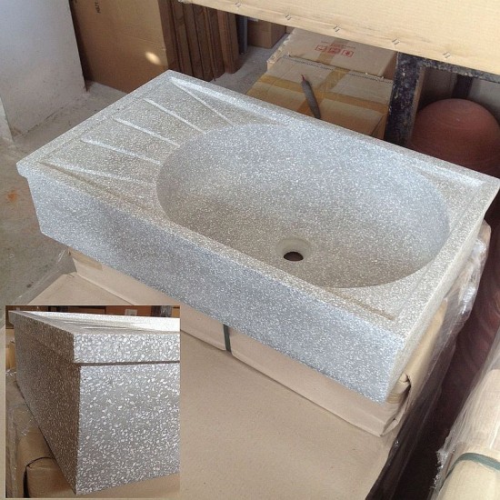 LAVANDINO SGO IN GRANIGLIA DI MARMO E CEMENTO G.  LEVIGATO CM.88