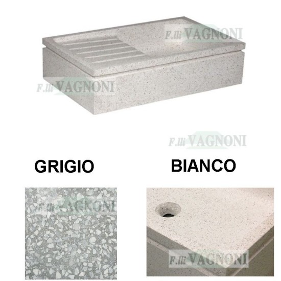 LAVANDINO SGOCC. IN GRANIGLIA DI MARMO E C. LEVIGATO Cm.100-5303