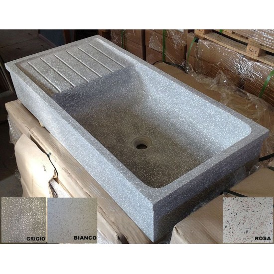 LAVANDINO SGOCC IN GRANIGLIA MARMO E CEMENTO LEVIGATO CM.100