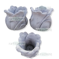 N° 2 VASI IN CEMENTO BIANCO ANTICATO BOCCIUOLO CM. 40