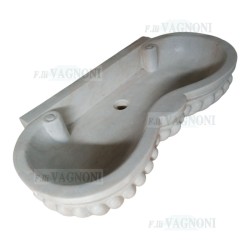 OUTLET  LAVANDINO IN MARMO LAVORATO DOPPIO BACCELLATO CM. 92