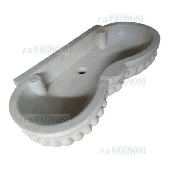 OUTLET  LAVANDINO IN MARMO LAVORATO DOPPIO BACCELLATO CM. 92