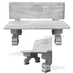 PANCHINA LAVORATA DA GIARDINO IN CEMENTO E PIETRA CM.130  GRIGIO