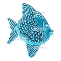 PESCE PALLA IN CERAMICA SMALTATA TURCHESE CM.18X22