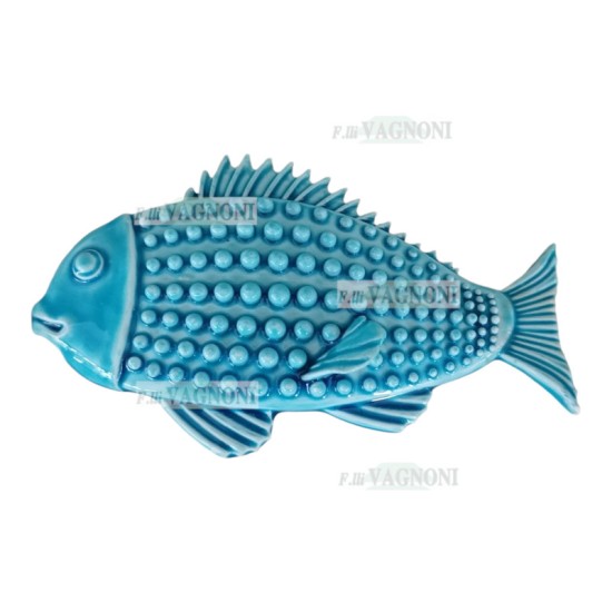 PESCE SQUAME IN CERAMICA SMALTATA TURCHESE CM. 20X12