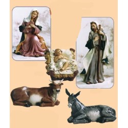 PRESEPE PRESPEPIO IN RESINA INFRANGIBILE CM. 40 SET 5 PEZZI