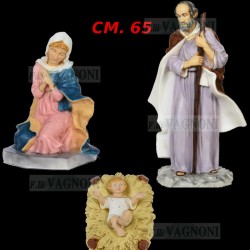 PRESEPE PRESPEPIO IN RESINA INFRANGIBILE CM. 65 SET 4 PEZZI