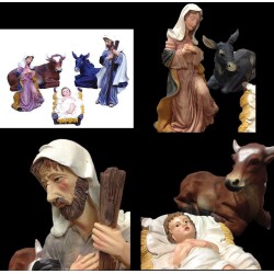 PRESEPE PRESPEPIO IN RESINA POLYRESINA  CM. 50 SET 5 PEZZI