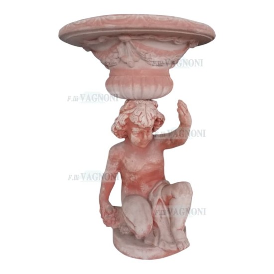 PUTTO CON VASO IN TERRACOTTA TOSCANA CM. 85