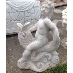 PUTTO SU PESCE IN CEMENTO CM. 75 FONTANA O LAGHETTO