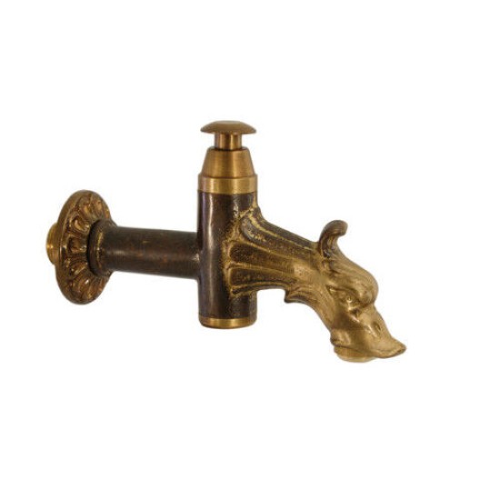 RUBINETTO IN OTTONE BRONZATO A PULSANTE CON BORCHIA