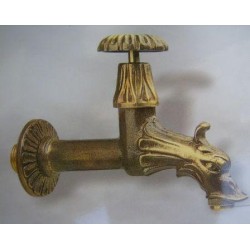 RUBINETTO IN OTTONE BRONZATO LUNGO CON BORCHIA RUOTA