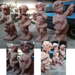 SERIE QUATTRO STATUE IN TERRACOTTA PUTTI SUONATORI CM. 65