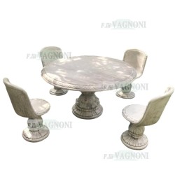 SET - TAVOLO + 4 POLTRONE IN CEMENTO DA GIARDINO