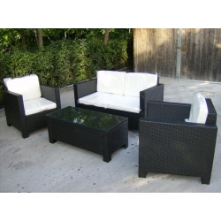 SET SALOTTO + TAVOLINO IN POLYRATTAN MOD. S02