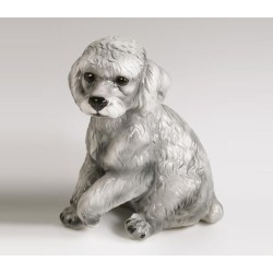 STATUA CANE BARBONCINO GRIGIO IN CERAMICA CM. 30 -ANIMALI-