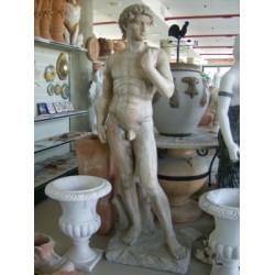 STATUA DAVID DI MICHELANGELO IN MARMO ROSA Cm. 180