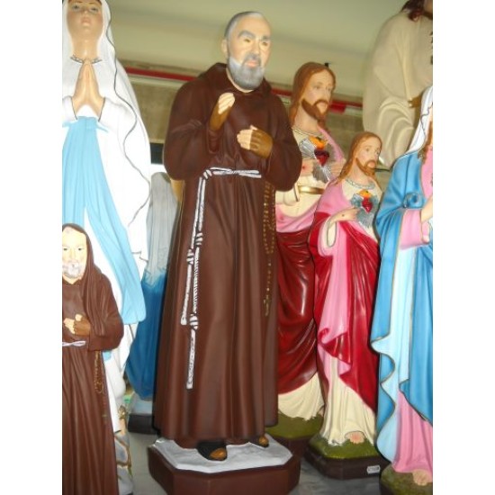 STATUA PADRE PIO IN RESINA INFRANGIBILE X ESTERNO CM. 80