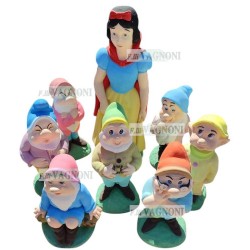 STATUE GIGANTI 65/110 BIANCANEVE E I 7 NANI IN CEMENTO COLORATO