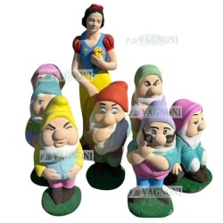 STATUE GRANDI 48/73 BIANCANEVE E I 7 NANI IN CEMENTO COLORATO