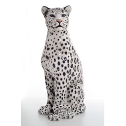 STATUE LEOPARDO BIANCO E NERO IN CERAMICA CM. 90 -ANIMALI-