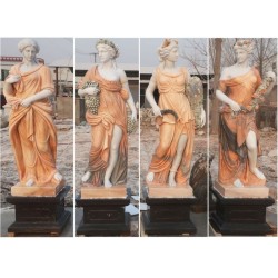 STATUE QUATTRO STAGIONI IN MARMO COLORATO+ BASAMENTO