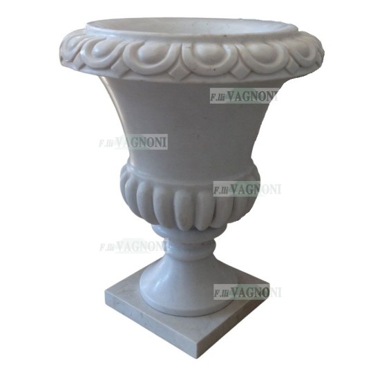 VASO A CALICE IN MARMO BIANCO CM. 70