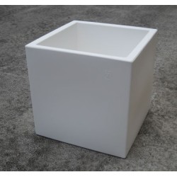 VASO CUBO IN RESINA Cm. 45X45 BIANCO