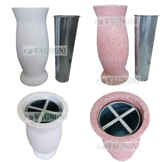 VASO IN CEMENTO MARMO CM.50 PORTAFIORI PER LAPIDE CIMITERO TOMBA