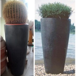 VASO IN TERRACOTTA SMALTATA NERO ALTEZZA CM. 90X37