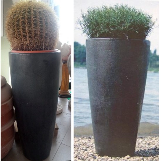 VASO IN TERRACOTTA SMALTATA NERO ALTEZZA CM. 90X37