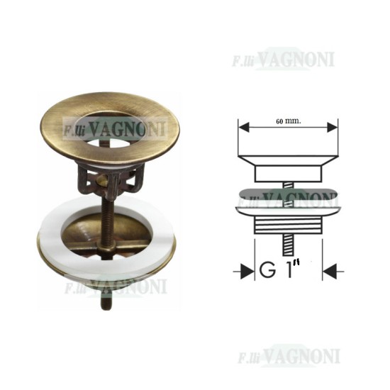 PILETTA IN OTTONE BRONZATO da 1" per sifone PILETTA IN OTTONE BRONZATO da 1" per sifone