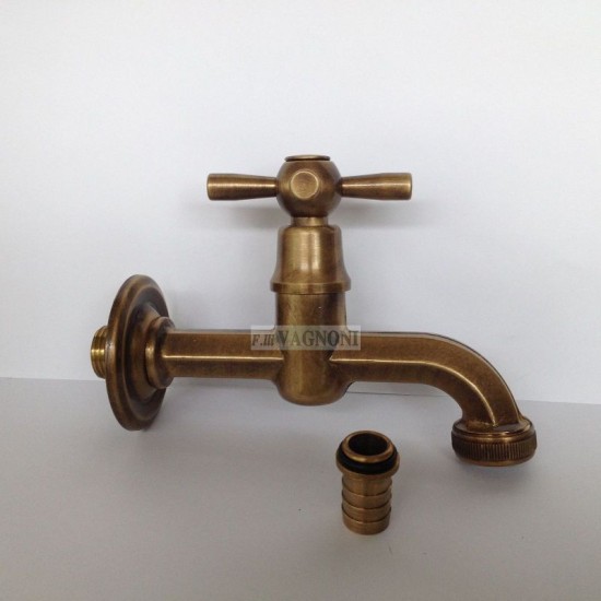 RUBINETTO ESAGONALE OTTONE BRONZATO MANIGLIA A CROCE RUBINETTO ESAGONALE OTTONE BRONZATO MANIGLIA A CROCE