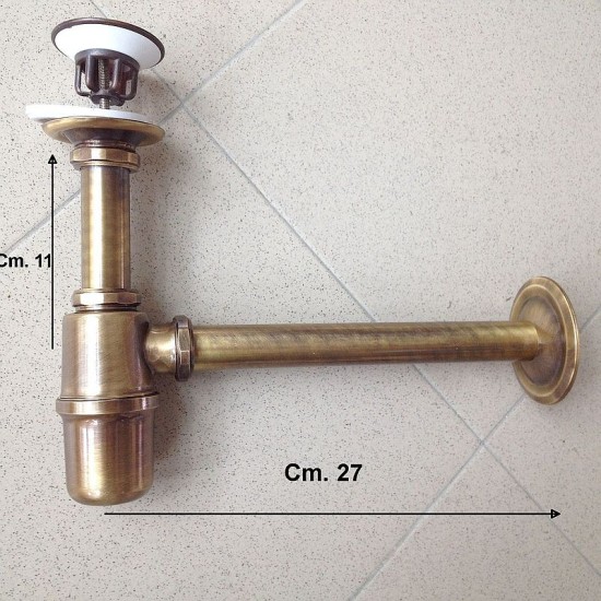 SIFONE A BOTTIGLIA IN OTTONE BRONZATO + PILETTA DA 1" 1/4 SIFONE A BOTTIGLIA IN OTTONE BRONZATO + PILETTA DA 1" 1/4