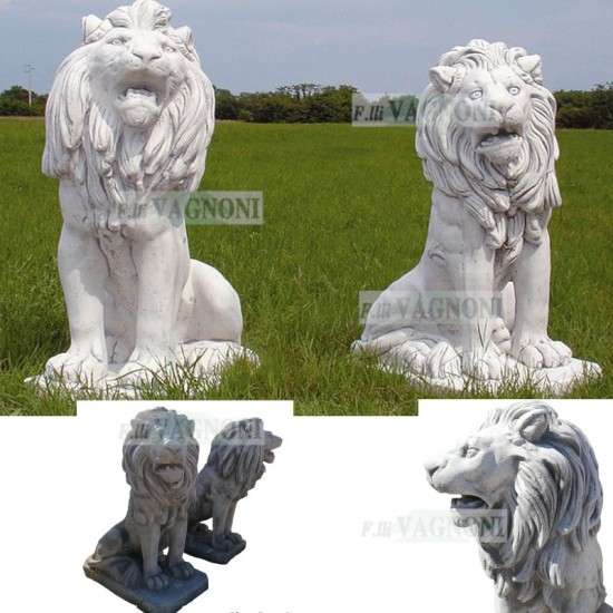 COPPIA DI LEONI IN CEMENTO E MARMO CM. 95 COPPIA DI LEONI IN CEMENTO E MARMO CM. 95