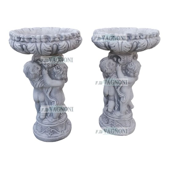 COPPIA DI PUTTI STATUA CON CIOTOLA IN CEMENTO CM. 65 COPPIA DI PUTTI STATUA CON CIOTOLA IN CEMENTO CM. 65