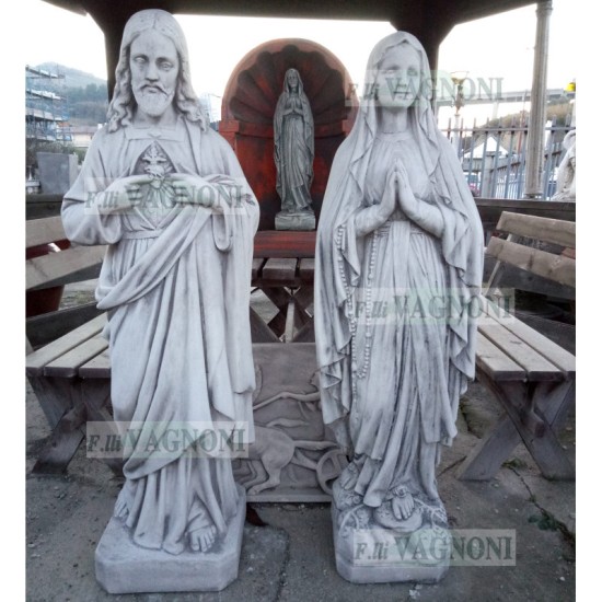 COPPIA DI STATUE SACRO CUORE + LOURDES CM. 130 COPPIA DI STATUE SACRO CUORE + LOURDES CM. 130