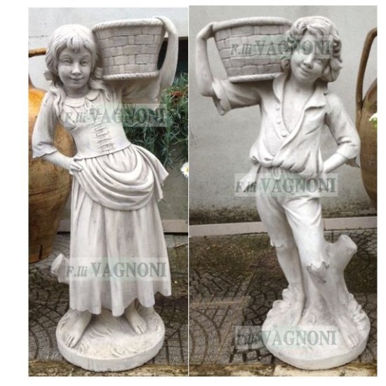 COPPIA STATUE IN CEMENTO CONTADINO+CONTADINA CM. 110 COPPIA STATUE IN CEMENTO CONTADINO+CONTADINA CM. 110