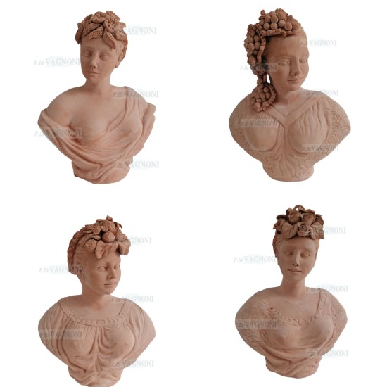 N° 4 BUSTI 4 STAGIONI IN TERRACOTTA TOSCANA CM. 46-48 N° 4 BUSTI 4 STAGIONI IN TERRACOTTA TOSCANA CM. 46-48
