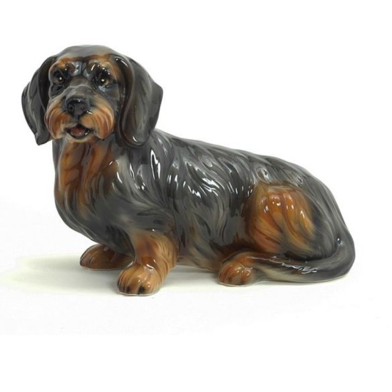 STATUA BASSOTTO PELO LUNGO IN CERAMICA CM. 30x35 -ANIMALI- STATUA BASSOTTO PELO LUNGO IN CERAMICA CM. 30x35 -ANIMALI-