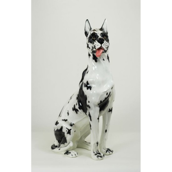 STATUA CANE ALANO ARLECCHINO IN CERAMICA CM. 107 -ANIMALI- STATUA CANE ALANO ARLECCHINO IN CERAMICA CM. 107 -ANIMALI-