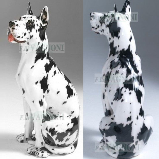 STATUA CANE ALANO ARLECCHINO IN CERAMICA CM. 98 -ANIMALI- STATUA CANE ALANO ARLECCHINO IN CERAMICA CM. 98 -ANIMALI-