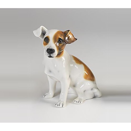 STATUA CANE JACK RUSSEL IN CERAMICA CM. 27 -ANIMALI- STATUA CANE JACK RUSSEL IN CERAMICA CM. 27 -ANIMALI-
