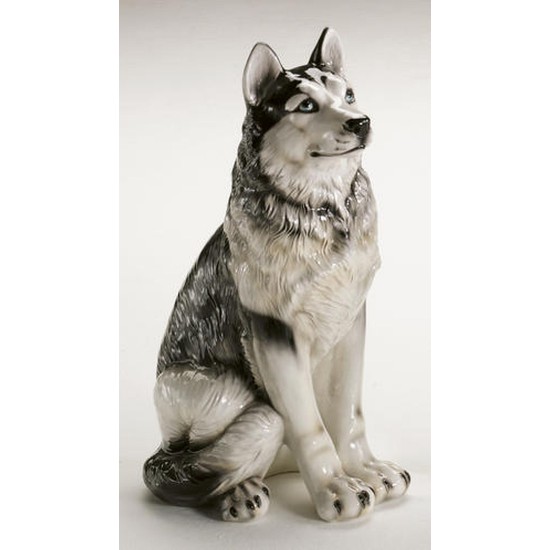 STATUA CANE SIBERIAN HUSKY IN CERAMICA CM. 60 -ANIMALI- STATUA CANE SIBERIAN HUSKY IN CERAMICA CM. 60 -ANIMALI-
