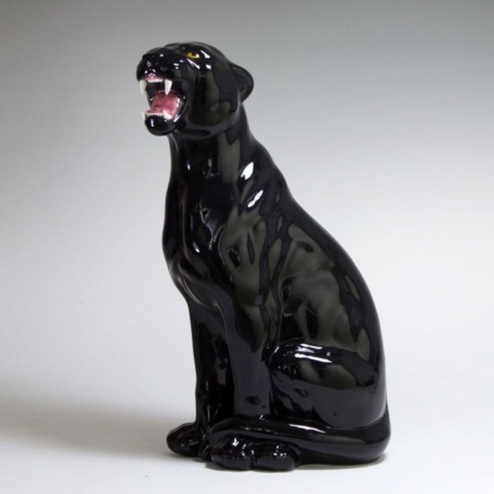 STATUA PANTERA IN CERAMICA NERO LUCIDO CM. 86 -ANIMALI- STATUA PANTERA IN CERAMICA NERO LUCIDO CM. 86 -ANIMALI-