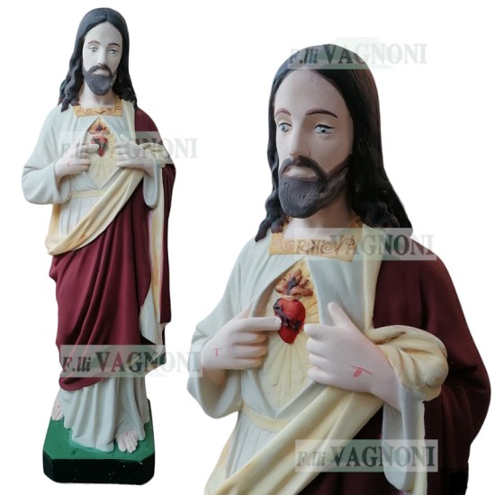 STATUA SACRO CUORE DI GESU' IN CEMENTO DECORATO CM. 130 STATUA SACRO CUORE DI GESU' IN CEMENTO DECORATO CM. 130