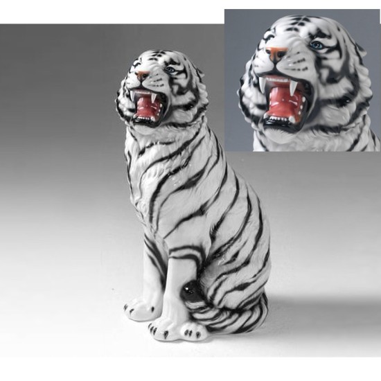 STATUA TIGRE SIBERIANA ALBINA GIGANTE IN CERAMICA CM 92 -ANIMALI STATUA TIGRE SIBERIANA ALBINA GIGANTE IN CERAMICA CM 92 -ANIMALI