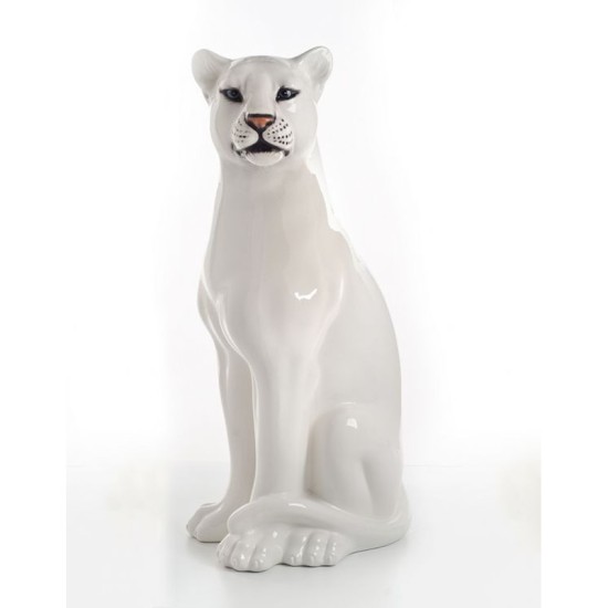 STATUE LEOPARDO BIANCO IN CERAMICA CM. 90 -ANIMALI- STATUE LEOPARDO BIANCO IN CERAMICA CM. 90 -ANIMALI-